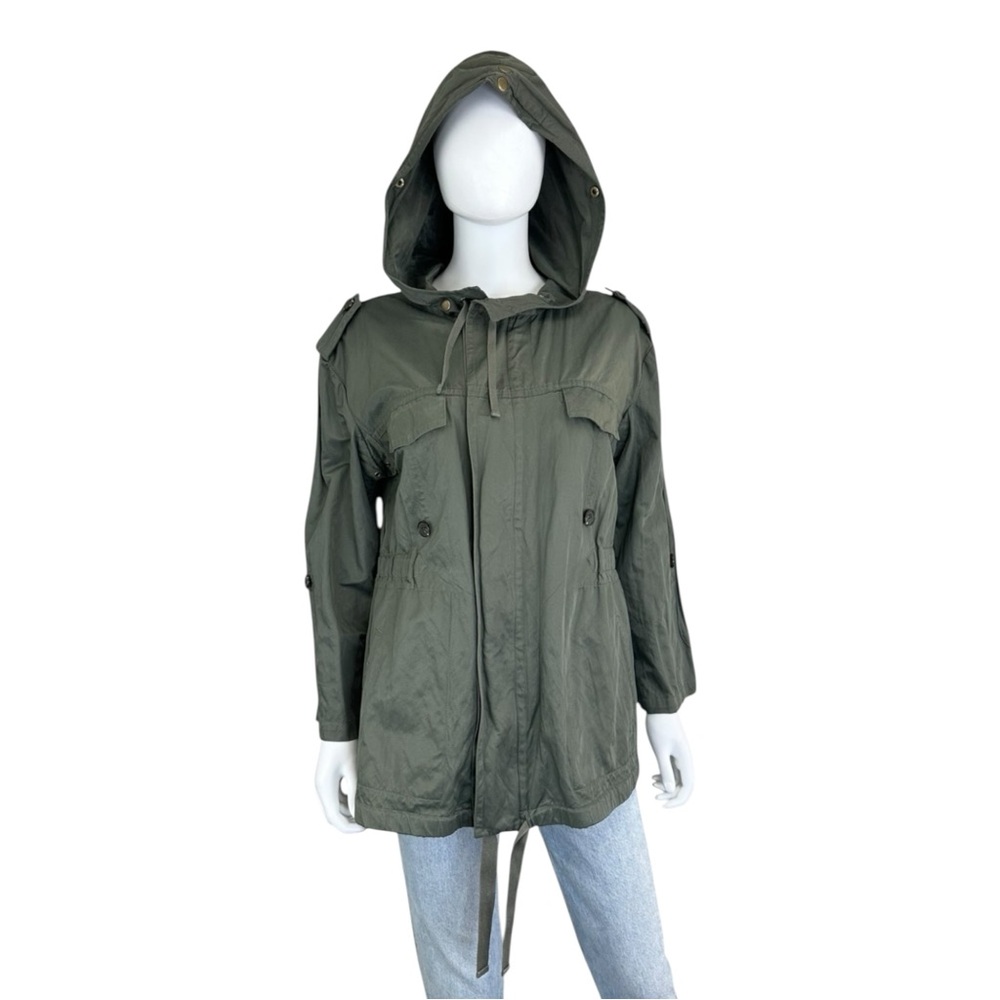 Joie Green Utility Hooded Rain Jacket Size L D0309 - Picture 5 of 14